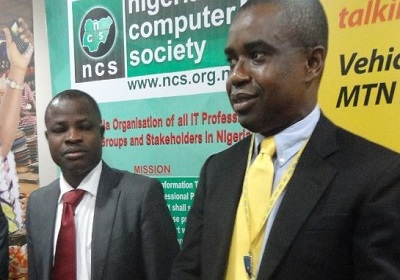 (L-r):Professor Sola Aderounmu, deputy president, Nigeria Computer Society and Akinwale Goodluck, corporate services executive, MTN Nigeria, during Nigeria Computer Society’s courtesy visits to MTN in Lagos recently.